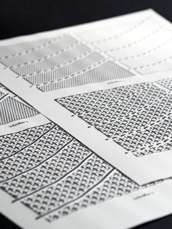 Close up of swell paper with different surface patterns and line styles